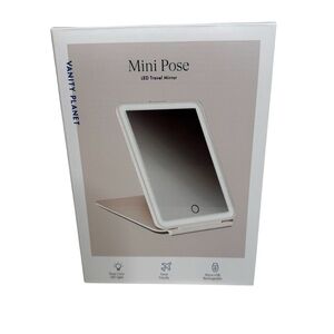 Vanity Planet Mini Pose Rose Gold LED Travel Mirror 3 Light Settings Touch NIB